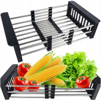 Expandable Basket Strainer Colander Over the Sink for Vegetables and Fruits Washing