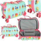 Kids Travel Luggage Carry Bag Ride On Suitcase Trolley, Ice Cream