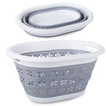 Collapsible Laundry Basket 25 L – Silicone Folding Wash Tub with Handles