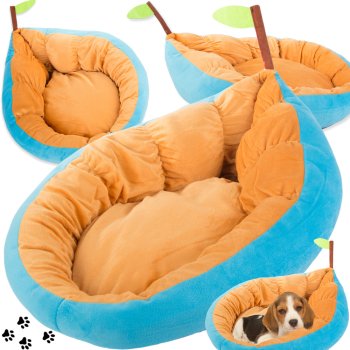 Soft plush bed for dogs and cats, leaf shape