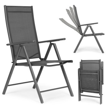 MultiGarden Folding Garden Chair with Adjustable Backrest, Grey