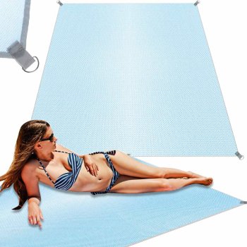 Sand Free Beach Mat Blanket XXL 200x200cm, Blue
