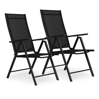 Folding Garden Chairs Set of 2 MultiGarden Adjustable Steel, Black