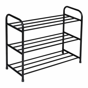 3 Tier Shoe Rack Metal Shoe Organizer for Entryway Closet, Black