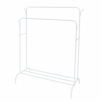 Double Garment Rack on Wheels for Clothes Storage, white