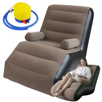 Comfortable Inflatable Armchair Lounger with Foot Pump and Armrests