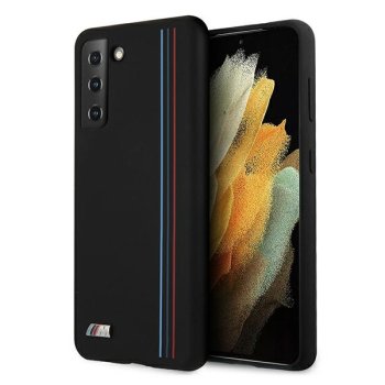 Samsung Galaxy S21+ Plus (SM-G996B) BMW Silicone Stripes M Collection Case Cover (BMHCS21MSIVTBK), Black