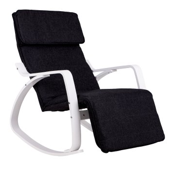 ModernHome Rocking Chair with Adjustable Footrest Lounge Chair, Black and White