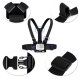 Adjustable harness a sports camera with a rotating tripod and a phone stand