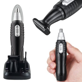 2-in-1 Nose, Ear, and Beard Trimmer for Men, Black