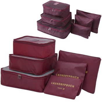 Packing Cubes for Suitcase, 6-Piece Travel Organizer Set, Burgundy