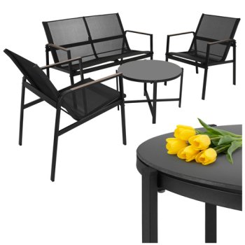 4-Piece Garden and Balcony Furniture Set Gardlov, black