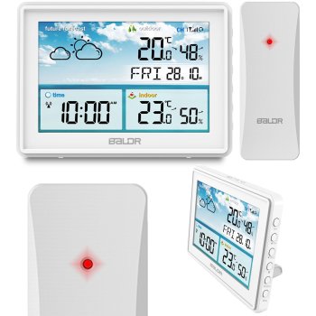 Wireless Weather Station Baldr BD-909 Indoor Outdoor Thermometer, white