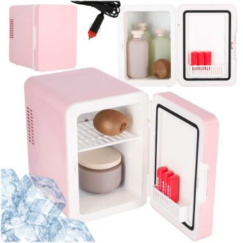 Portable Mini Fridge 4L Electric Cooler and Warmer for Food and Cosmetics, Pink