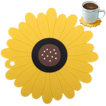 Silicone Placemat under Mugs Frying Pans Pots Vases, Sunflower