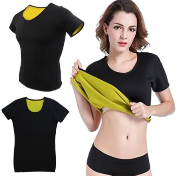 Women's Neoprene Sauna Shirt for Weight Loss Short Sleeve Fitness Top XXL