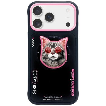 Nimmy Glasses Cool Cat MagSafe Phone Case Cover iPhone 17 - Black and Pink