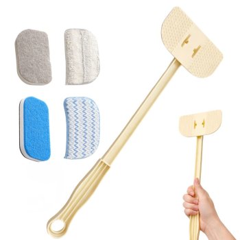 Multifunctional Cleaning Brush with Handle and 4 Velcro Pads