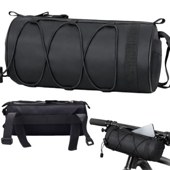 Waterproof Bicycle Handlebar Bag with Shoulder Strap, Black