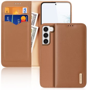 Dux Ducis Hivo Samsung Galaxy S23+ Genuine Leather Flip Case Brown
