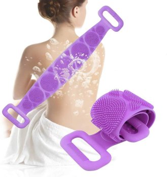 Bath Sponge Shower Body Legs Massager Silicone Brush, Purple