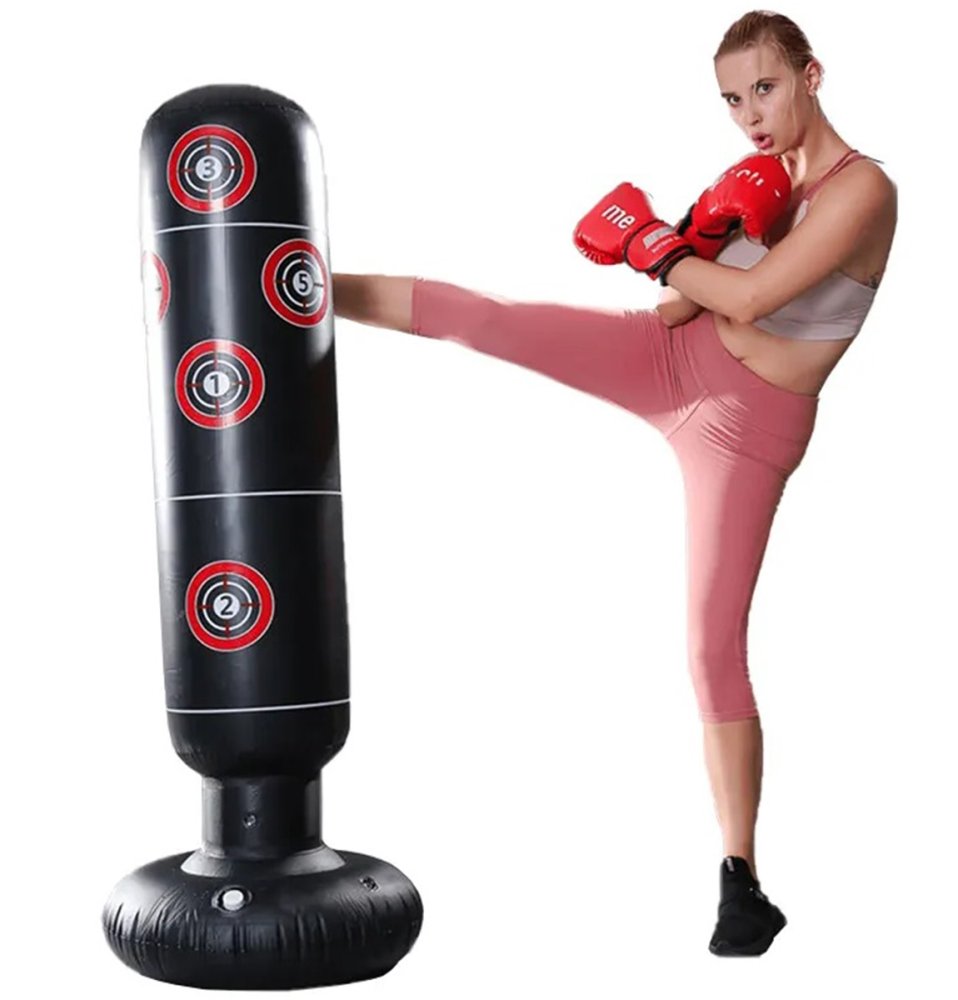 Freestanding Inflatable Punching Bag Set with Gloves & Pump, Black (1)