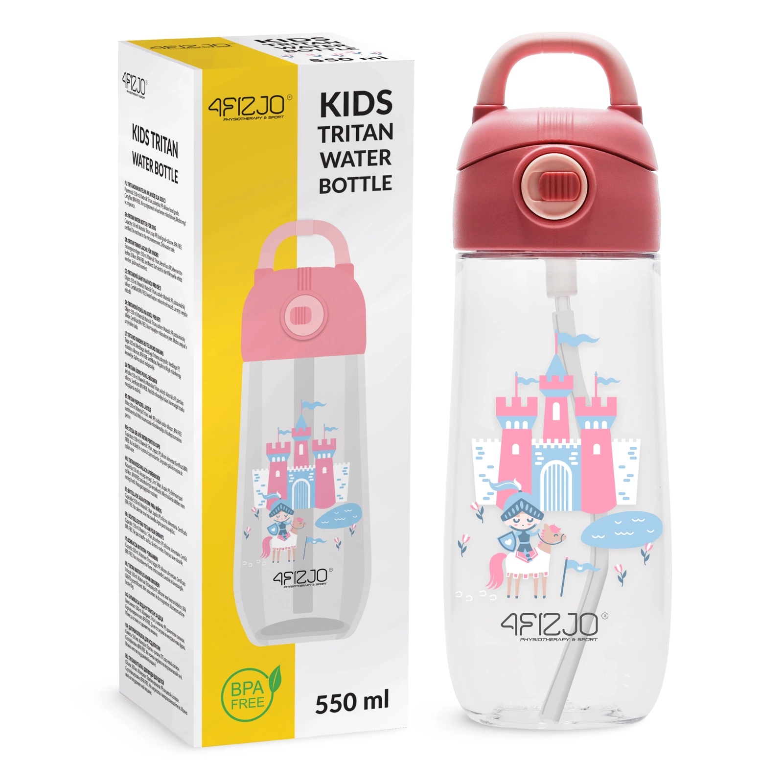 4FIZJO Castle Kids Water Bottle 550 ml, multicolor