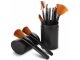 Professional 12-Piece Makeup Brush Set, Black and Brown