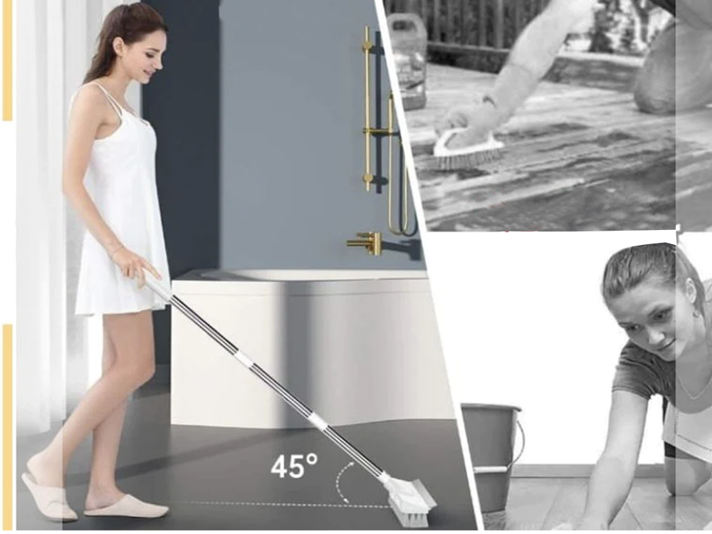 Strong 2-in-1 floor brush with water squeegee, adjustable handle (1)