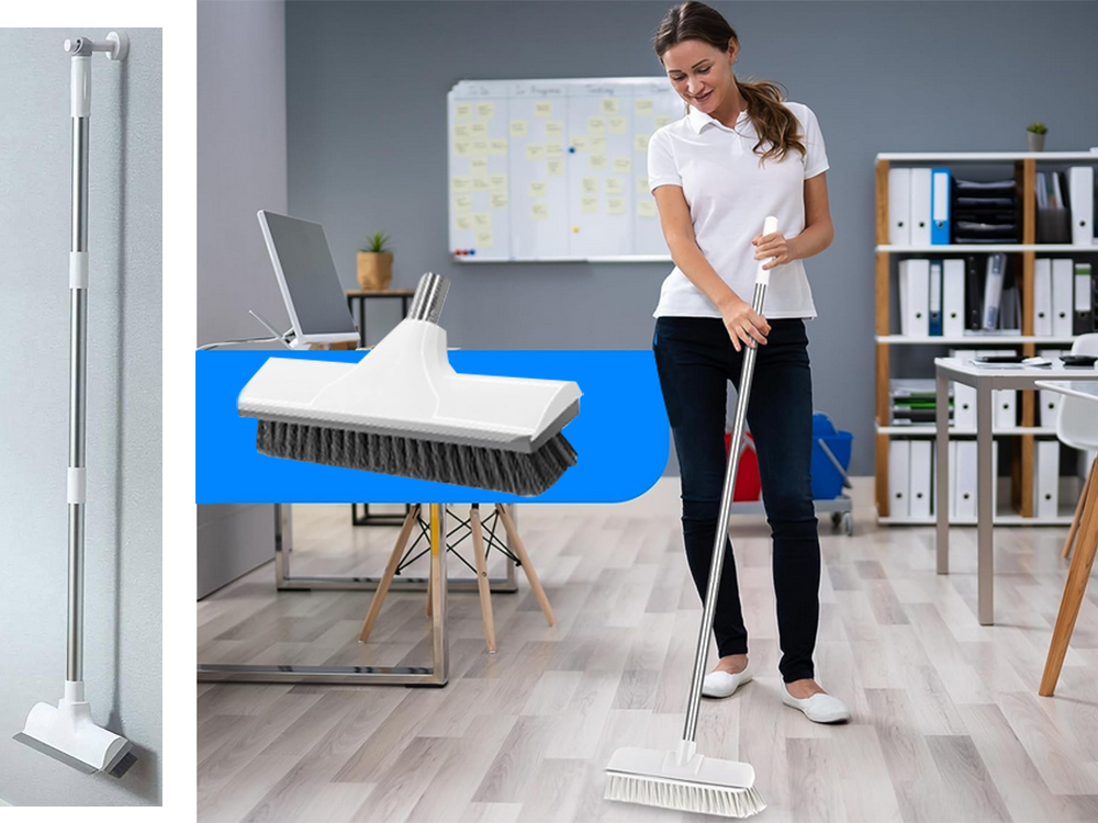 Strong 2-in-1 floor brush with water squeegee, adjustable handle (3)