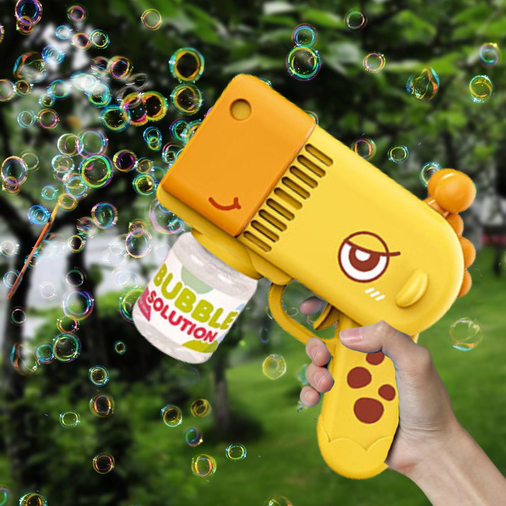 Giraffe Bubble Gun Blower with Lights and Bubble Solution, Yellow (0)