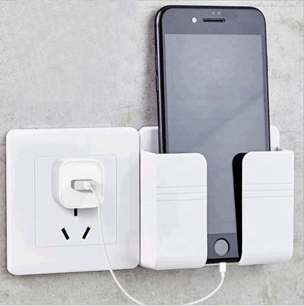 Wall organizer / Phone, remote control, electronics, wires holder, stand / Hanging storage container, box (4)