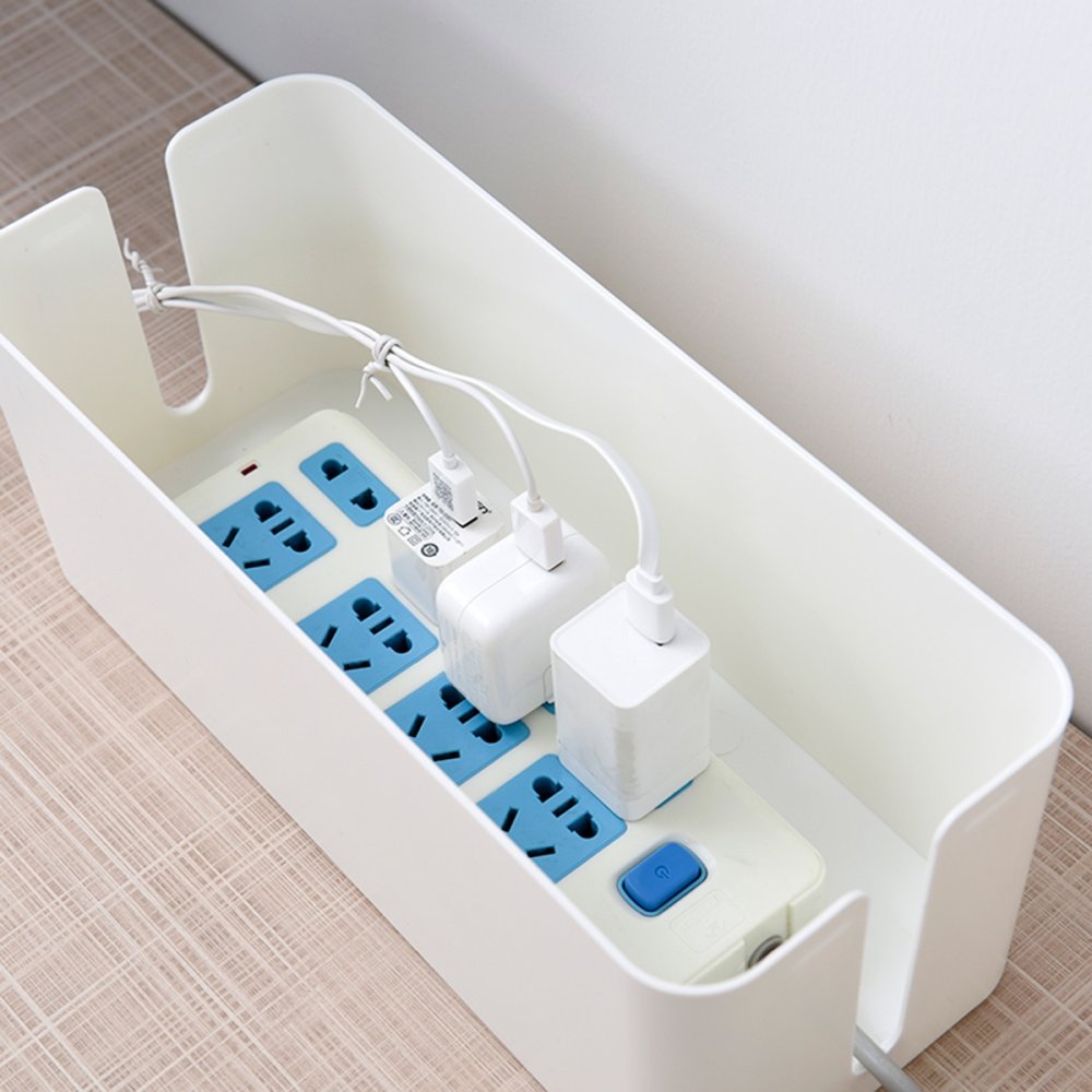 Dustproof Cable Storage and Management Box with Lid Cord Organizer, White (3)