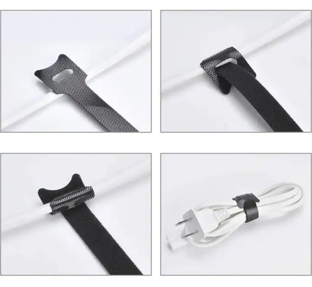 Reusable Hook and Loop Cable Ties 50 Pcs, Black (2)