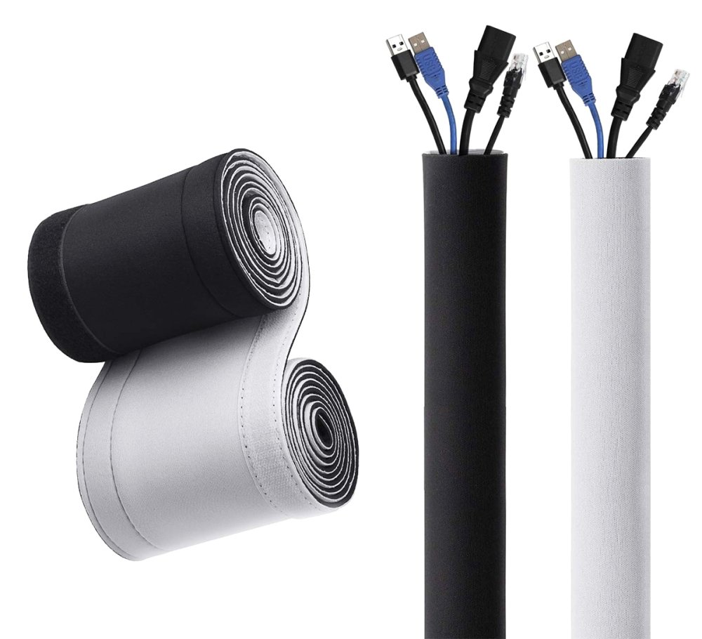 3m Cable Management Sleeve Wire Organizer, Black (2)