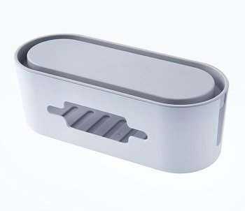 Cable Management Box for Power Strips and Cords, Grey