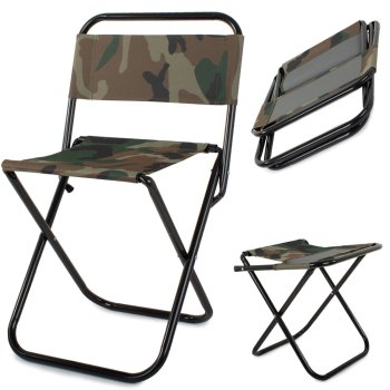 Folding fishing chair with backrest, durable, camouflage