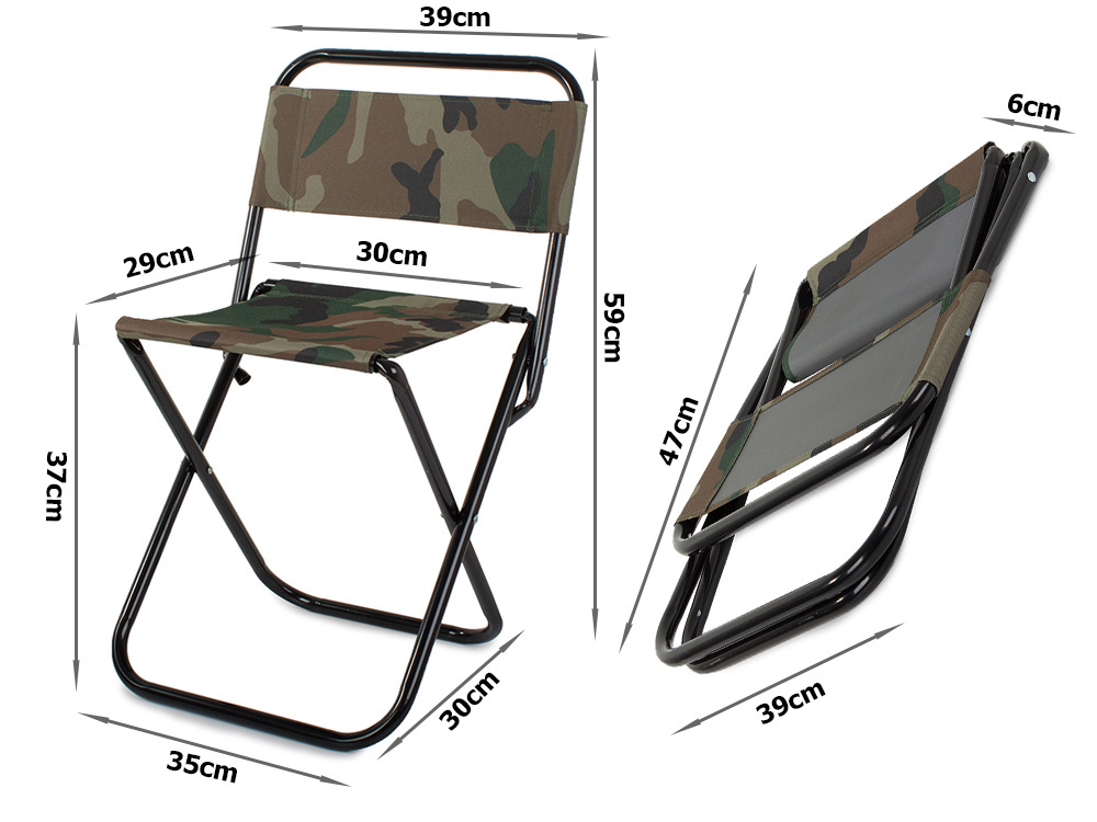Folding fishing chair with backrest, durable, camouflage (0)