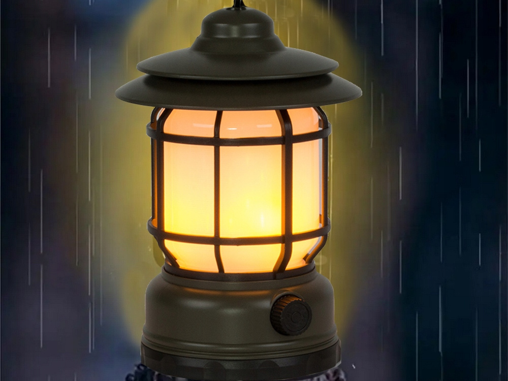 Rechargeable LED Camping Lantern with Hook, Outdoor, USB, Khaki (0)