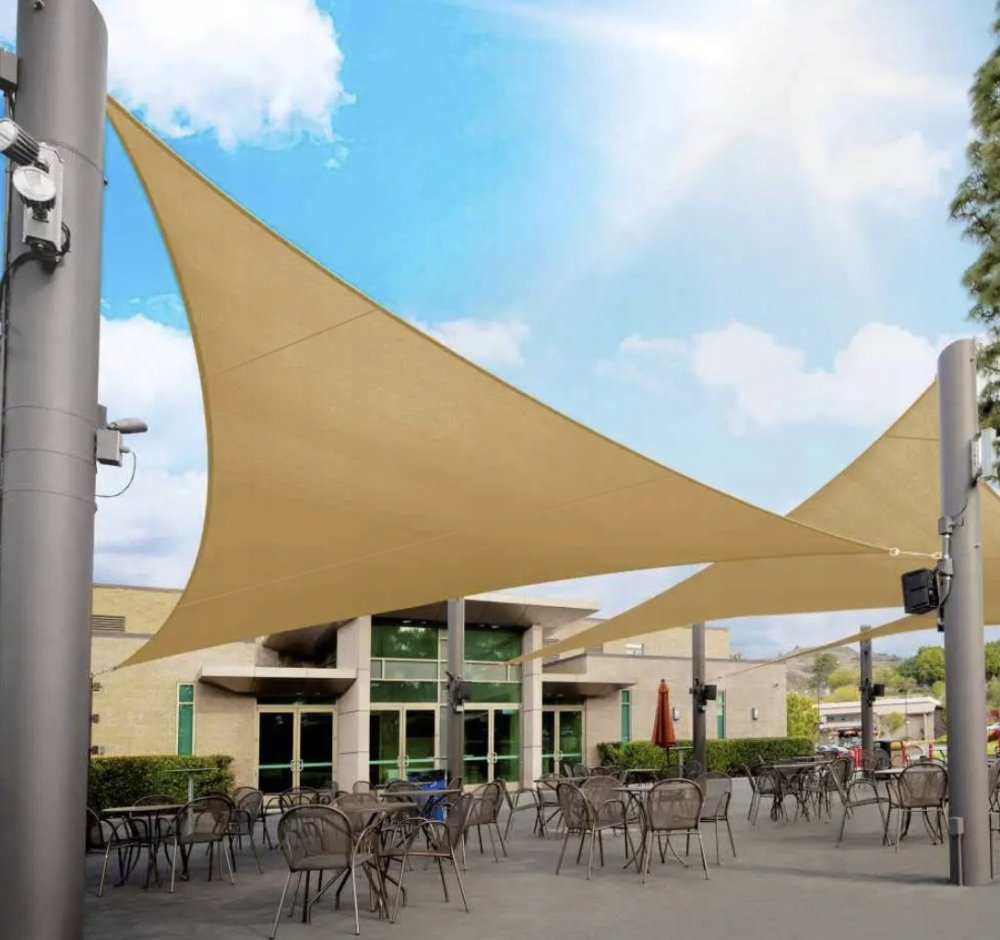 Gardlov 23142 Garden Patio Waterproof Sun Shade Sail Awning Canopy 4x4x4m, Beige (8)