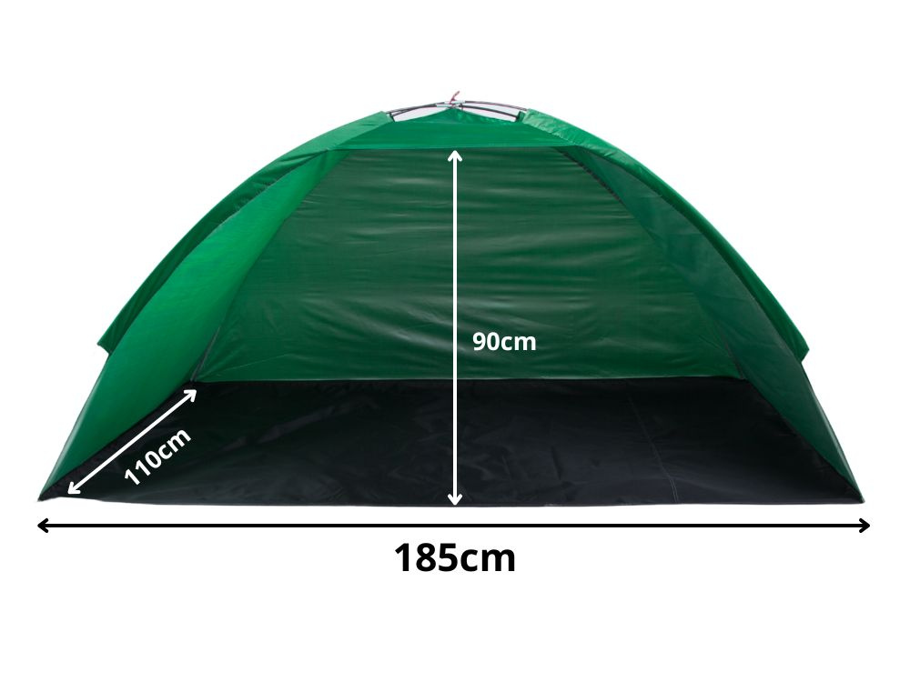 Beach Tent with UV Protection, Semi-Open, Portable, Green-Black (0)