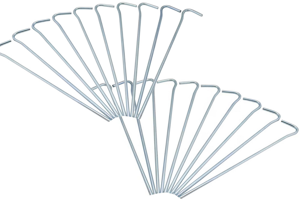 Tent Pegs Steel Stakes – 18cm, 20 Pack, Silver (2)