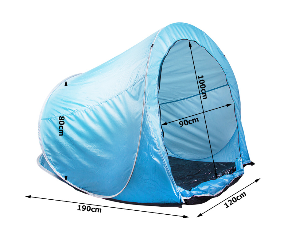 Pop-up Beach Tent, Large, Self-Opening, Zippered, Carry Bag, Blue (0)