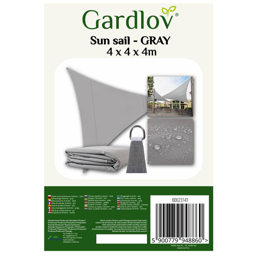 Triangle Sun Shade Sail Canopy Gardlov 23141, 4x4x4m, Gray (0)