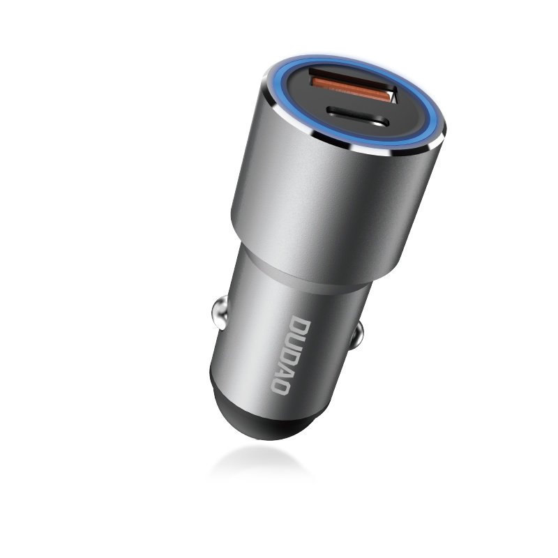 Dudao Car Charger USB / USB Type C PD, QC 3.0, 22,5 W, Gray (1)