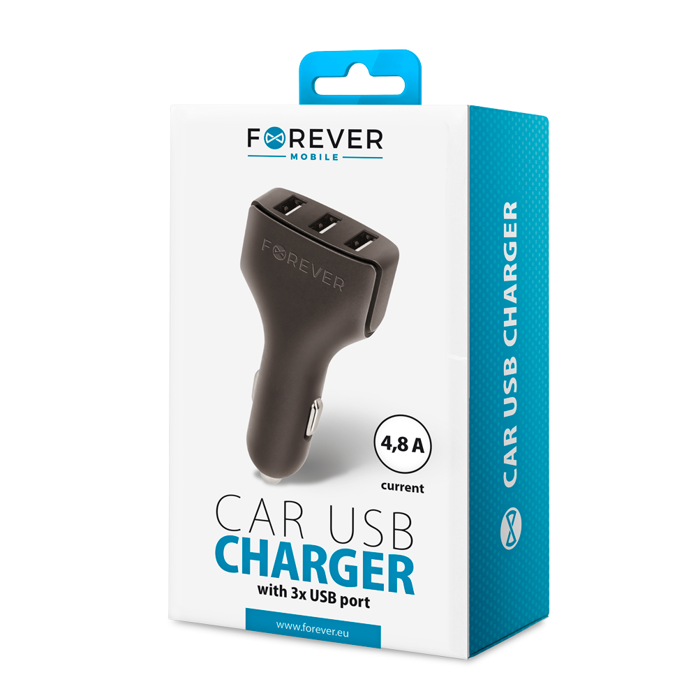 Forever CC-05 3xUSB Car Charger Adapter, 5.1V 4.8A 24W (1)