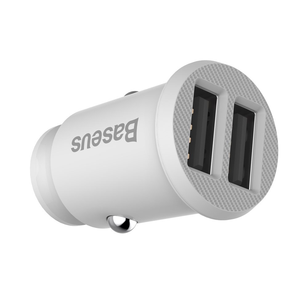 Baseus Grain Mini Car Charger 2x USB 3.1A, white (4)