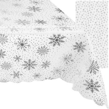 Christmas Tablecloth with Silver Snowflakes 260x140 cm Ruhhy 22792, White