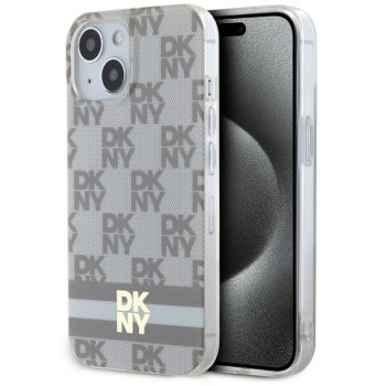 Apple iPhone 13 6.1'' DKNY IML Checkered Mono Pattern Printed Stripes MagSafe Case Cover, Beige