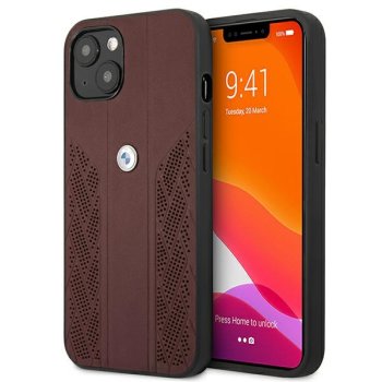 Apple iPhone 13 6,1" BMW Leather Curve Perforate Case Cover (BMHCP13MRSPPR), Red